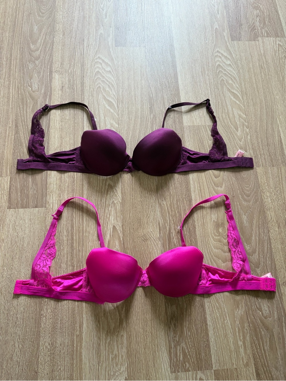 JUICY COUTURE Padded Lace-Back Bra - Magenta & Plum